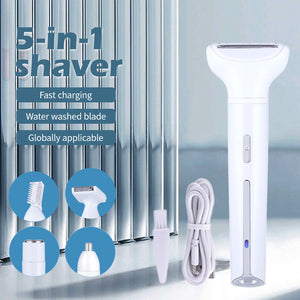 White 5-in-1 Electric Shaver for Women | Versatile Hair Remover for Face & Body