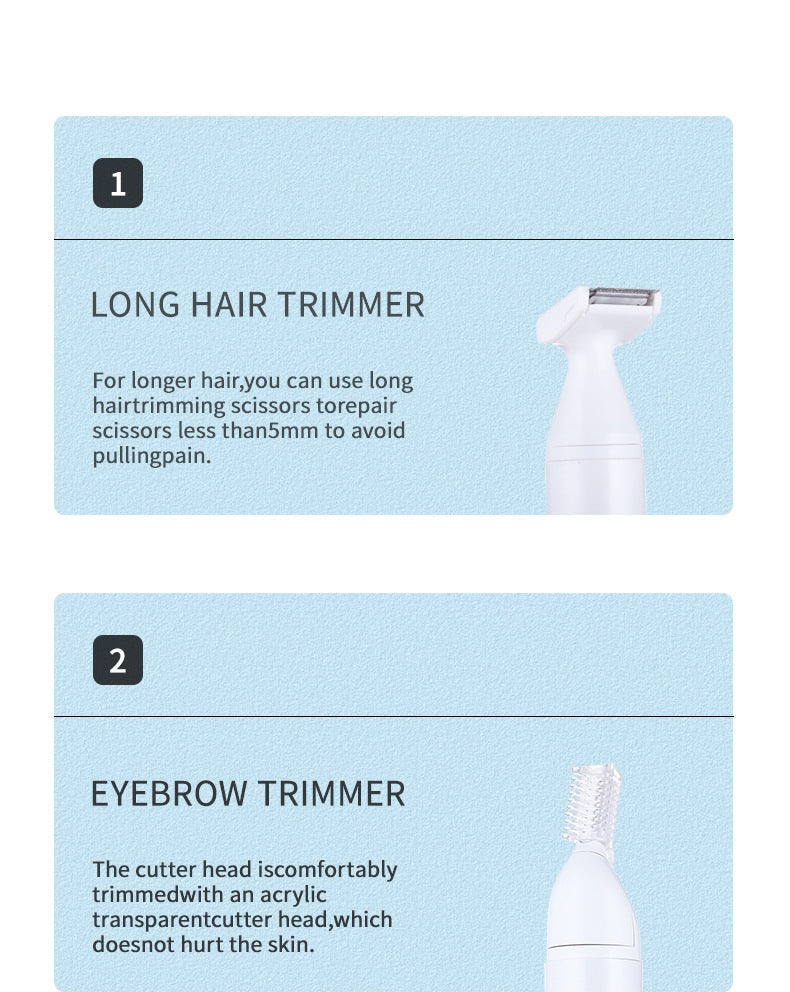 White 5-in-1 Electric Shaver for Women | Versatile Hair Remover for Face & Body