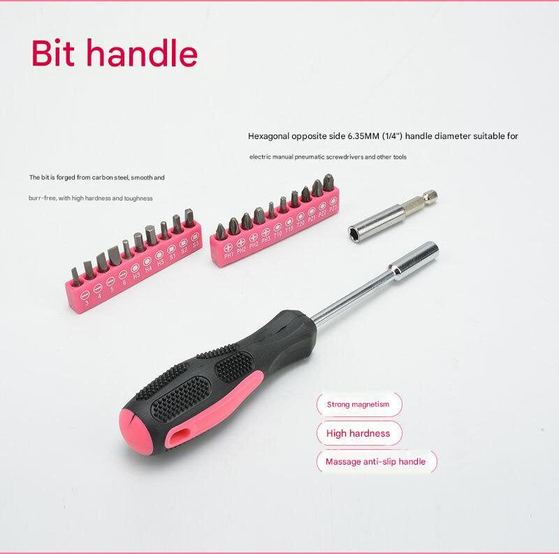 39pc Home Tool Kit | Pink | Carbon Steel Hardware Set