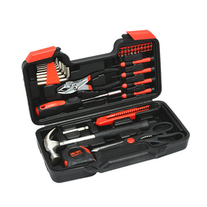 39pc Home Tool Kit | Red | Carbon Steel Hardware Set