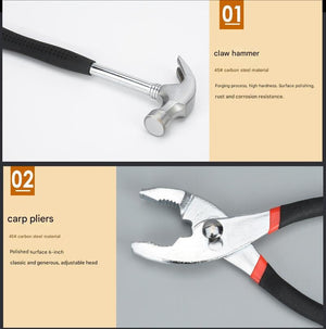 39pc Home Tool Kit | Red | Carbon Steel Hardware Set