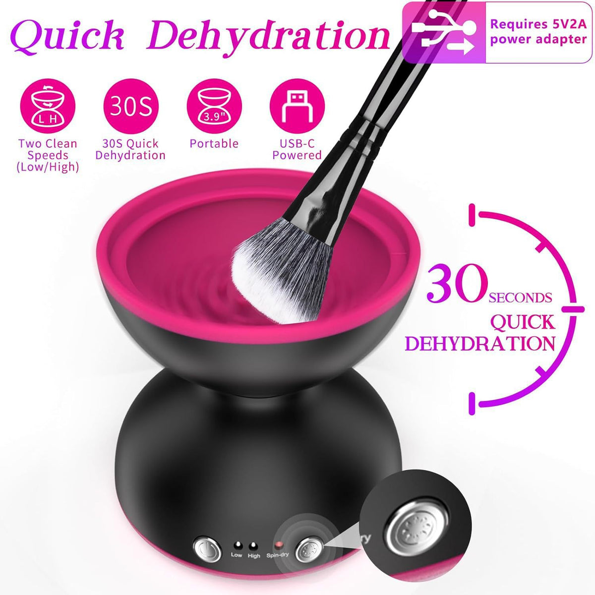 Black Electric Makeup Brush Cleaner | Fast & Deep Cleaning | USB Powered