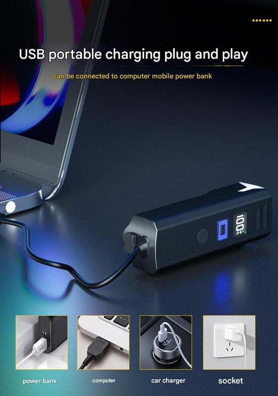 Bike Headlight | Rechargeable LED Bicycle Front Light | 85° Floodlight | Battery Display Model