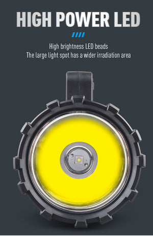 Black LED Searchlight | Rechargeable Handheld Spotlight | 500m Range | Long Lasting