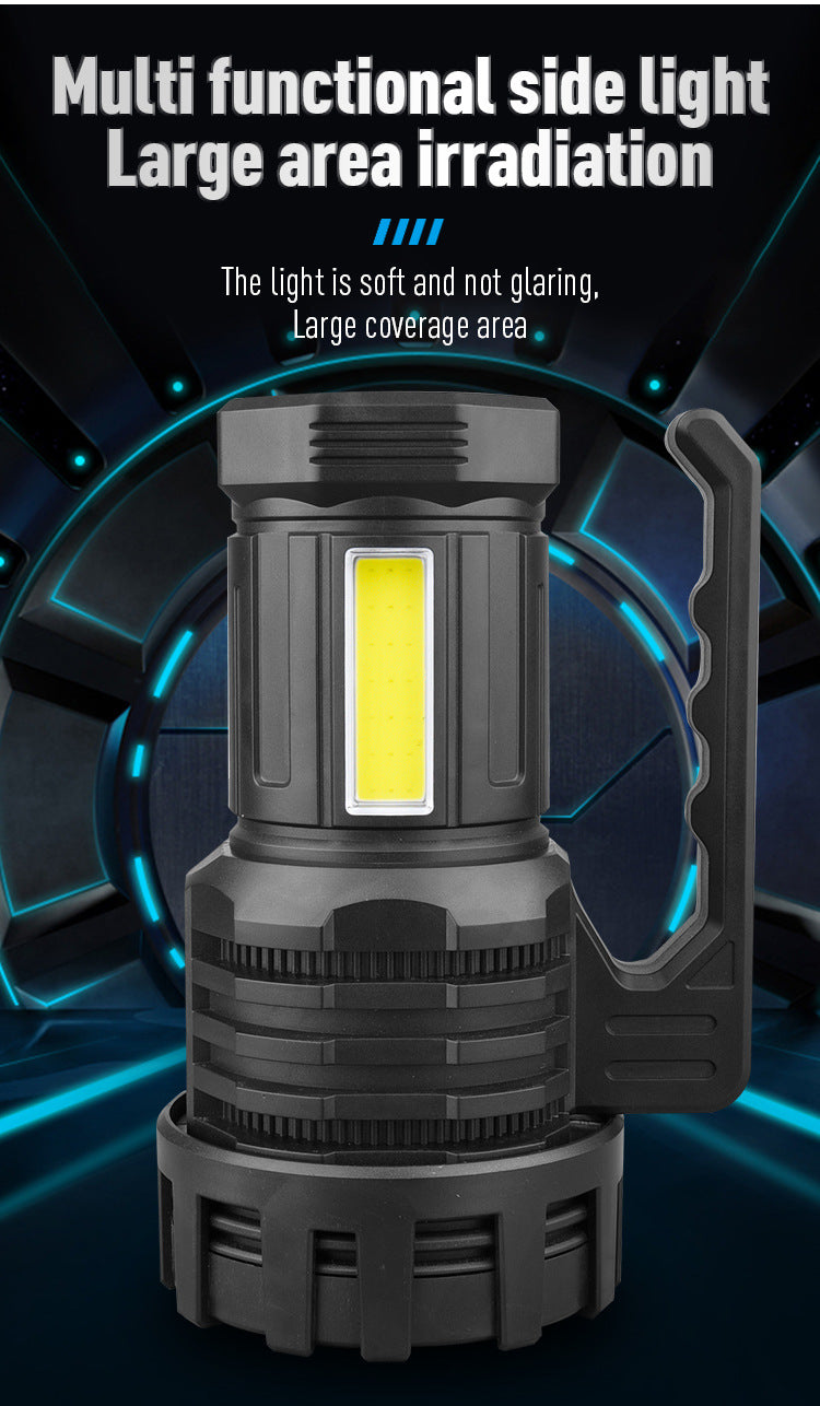 Black LED Searchlight | Rechargeable Handheld Spotlight | 500m Range | Long Lasting