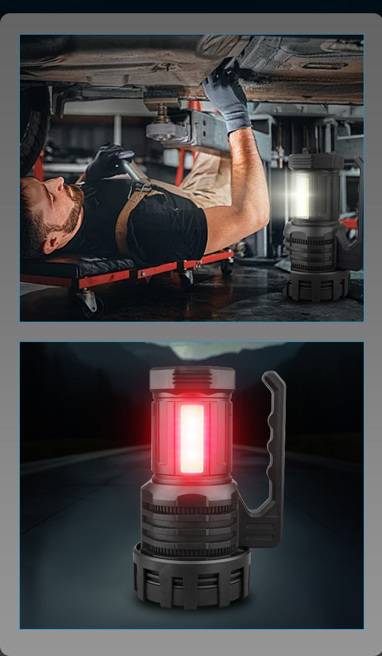 Black LED Searchlight | Rechargeable Handheld Spotlight | 500m Range | Long Lasting