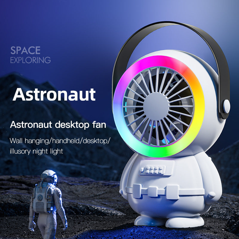 Astronaut Desk Fan | White | USB Rechargeable | RGB Night Light | Portable Cooling
