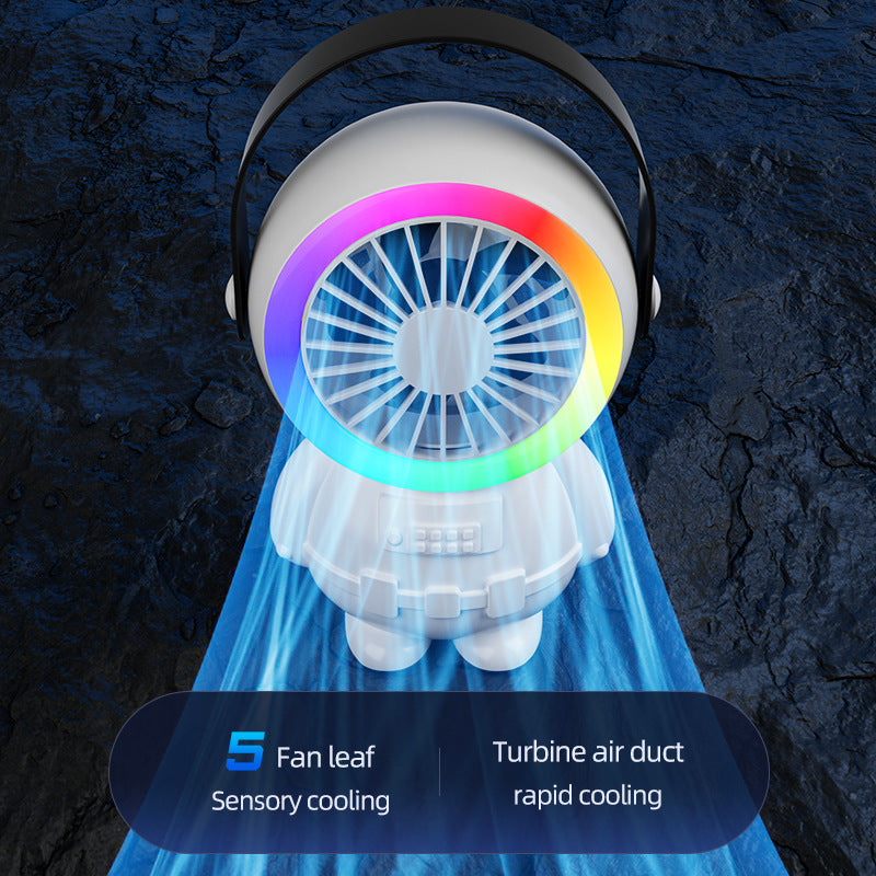 Astronaut Desk Fan | Green | USB Rechargeable | RGB Night Light | Portable Cooling