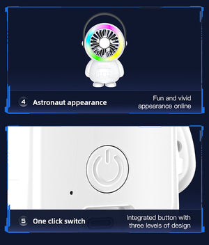 Astronaut Desk Fan | Green | USB Rechargeable | RGB Night Light | Portable Cooling