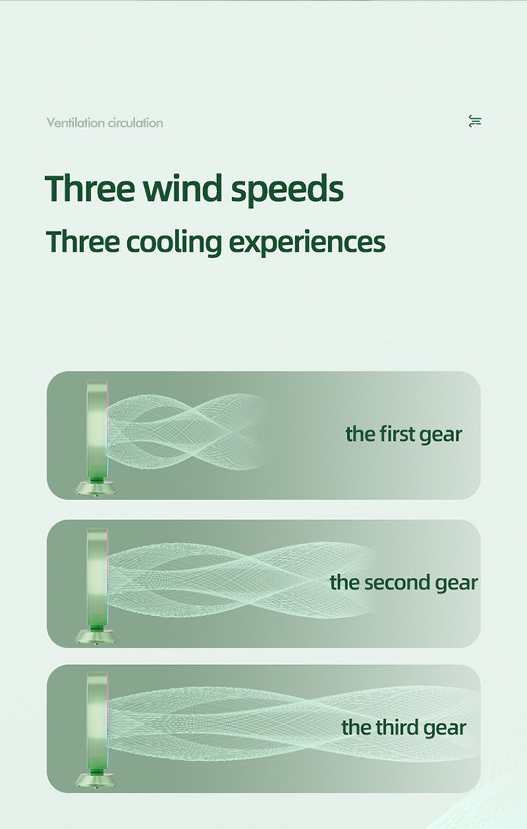 RGB Desktop Fan | Green | USB Rechargeable | 3-Speed | 180° Adjustable | LED Light