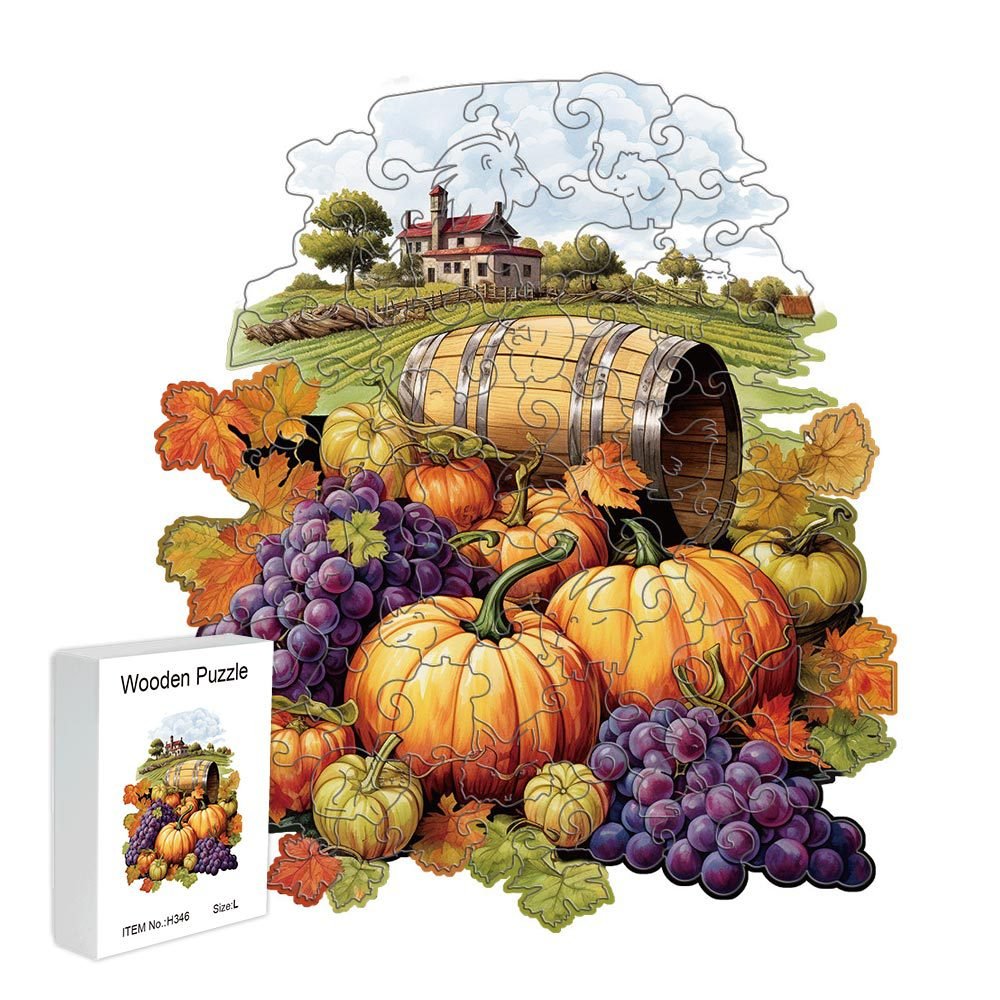 Purple Grapes Thanksgiving Wooden Puzzle | Vegetable & Fruit Design | Home Decor | Educational Toy | Size S