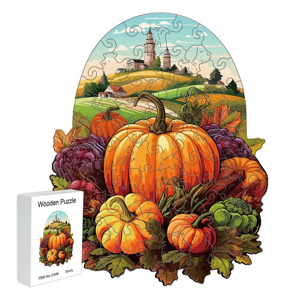 Harvest Pumpkins Wooden Puzzle | Vegetable & Fruit Design | Home Decor | Educational Toy | Size M