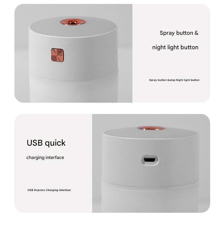 USB Air Humidifier | 300ml | Grey | Quiet Mini Humidifier for Office or Car