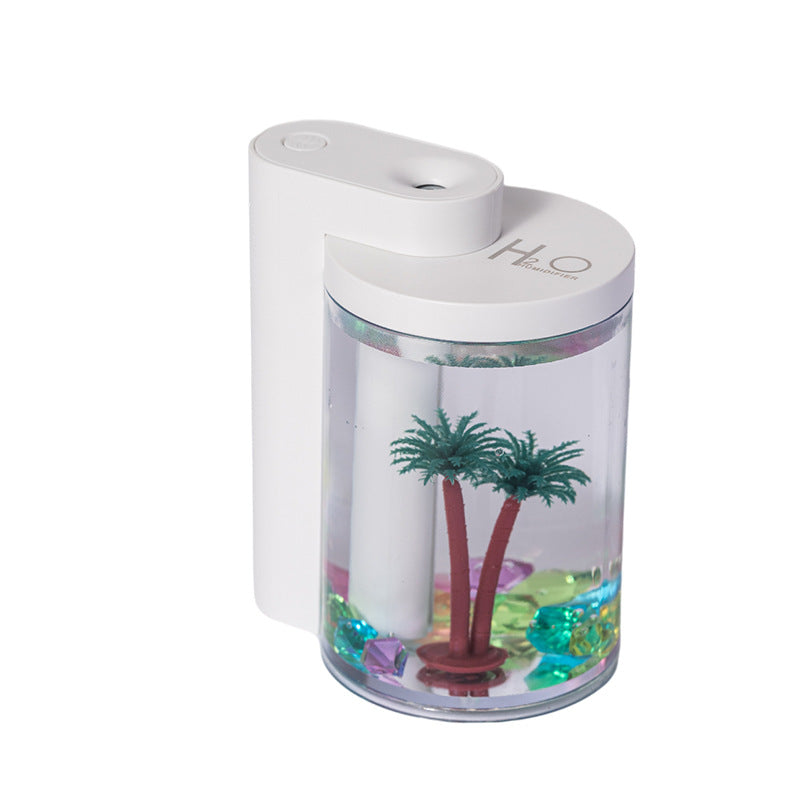 USB Micro Landscape Humidifier | White | 260ml | LED Light | Cool Mist Maker