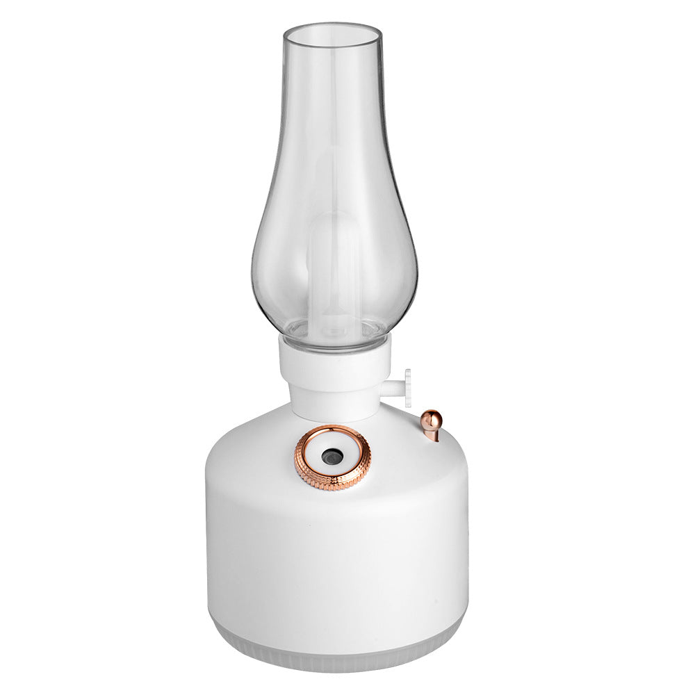 Retro Kerosene Lamp Humidifier | White | Rechargeable | Cool Mist with Dimmable Light