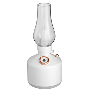 Retro Kerosene Lamp Humidifier | White | Rechargeable | Cool Mist with Dimmable Light