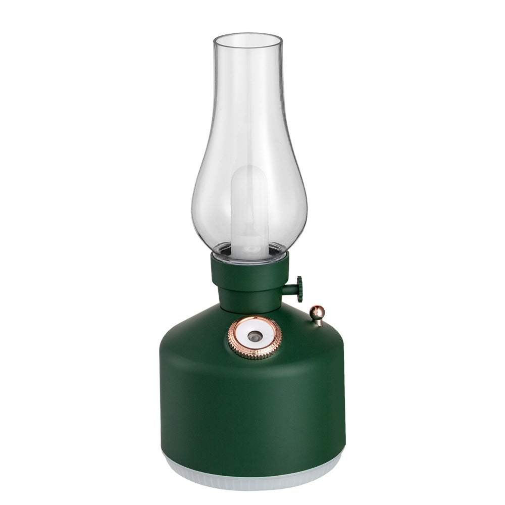 Retro Kerosene Lamp Humidifier | Green | Rechargeable | Cool Mist with Dimmable Light