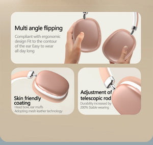 Pink Wireless Bluetooth Headphones | Over-Ear | Deep Bass | Foldable | Long Battery Life