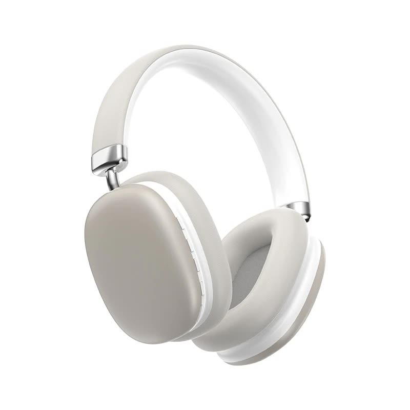 Beige Wireless Bluetooth Headphones | Over-Ear | Deep Bass | Foldable | Long Battery Life