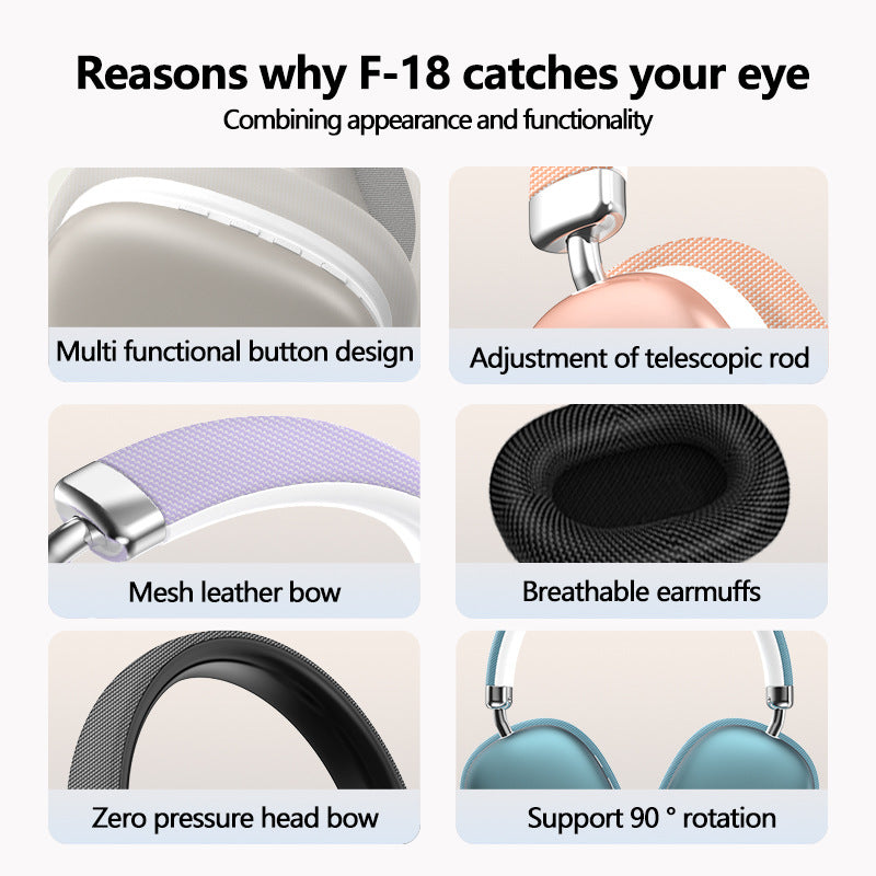 Beige Wireless Bluetooth Headphones | Over-Ear | Deep Bass | Foldable | Long Battery Life