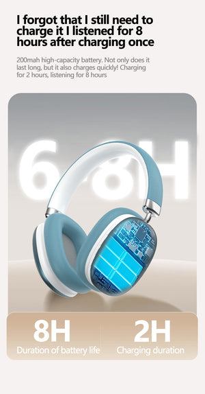 Beige Wireless Bluetooth Headphones | Over-Ear | Deep Bass | Foldable | Long Battery Life