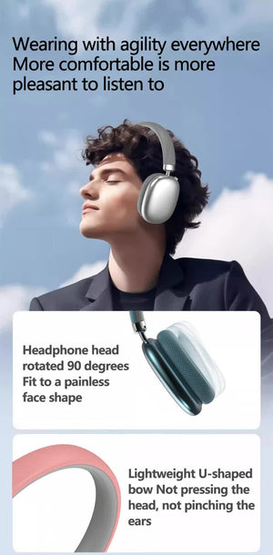 Black Comfortable Over-Ear Headphones | Hi-Fi Sound | Long Battery | Swivel Control