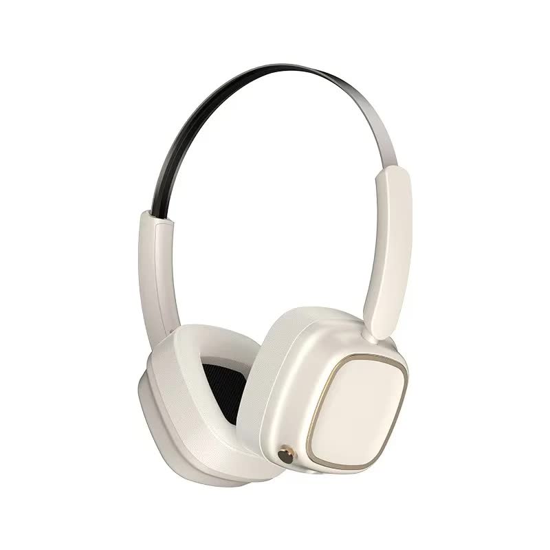 Beige Compact Retro Headphones | Wireless Bluetooth | Deep Bass | Immersive Sound
