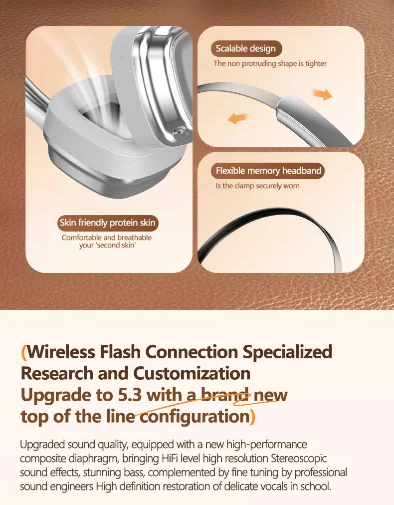 Beige Compact Retro Headphones | Wireless Bluetooth | Deep Bass | Immersive Sound