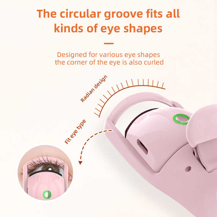 Pink Heated Eyelash Curler | 3 Temperature Settings | Long-Lasting Curl | Mini Electric Lash Curler
