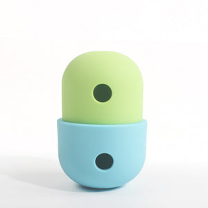 2 Pcs Green & Blue Interactive Pet Treat Dispensing Ball | Food-Grade Silicone Rolling Toy for Dogs | 1.5 cm Leakage Hole