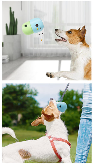 2 Pcs Green & Blue Interactive Pet Treat Dispensing Ball | Food-Grade Silicone Rolling Toy for Dogs | 1.5 cm Leakage Hole