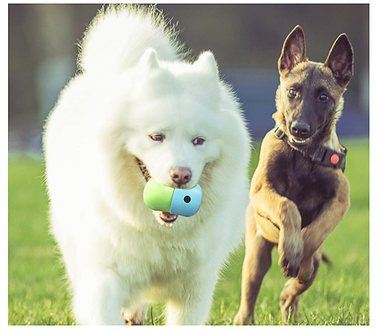 2 Pcs White & Blue Interactive Pet Treat Dispensing Ball | Food-Grade Silicone Rolling Toy for Dogs | 1.5 cm Leakage Hole