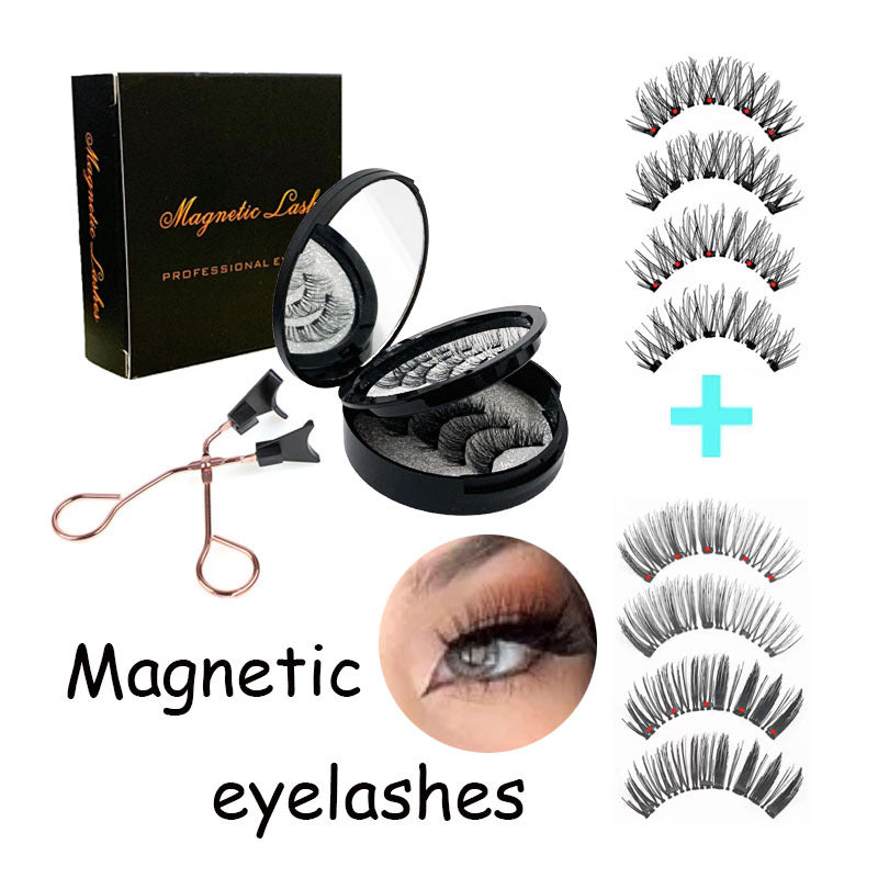 Style 5 Black Magnetic False Eyelashes Kit | 3 Pairs with Applicator Clip & Mirror Case