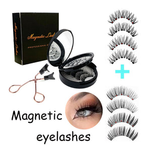 Style 5 Black Magnetic False Eyelashes Kit | 3 Pairs with Applicator Clip & Mirror Case
