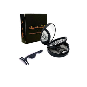 Style 5 Black Magnetic False Eyelashes Kit | 3 Pairs with Applicator Clip & Mirror Case