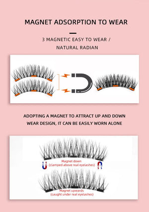 Style 5 Black Magnetic False Eyelashes Kit | 3 Pairs with Applicator Clip & Mirror Case