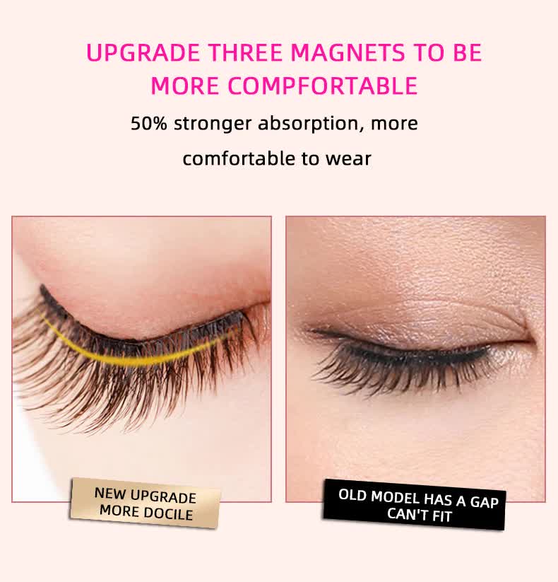 Style 5 Black Magnetic False Eyelashes Kit | 3 Pairs with Applicator Clip & Mirror Case