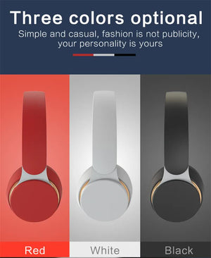 Red Wireless Bluetooth Headphones | Noise Reduction | Heavy Bass | Long Battery Life | TF Card Support