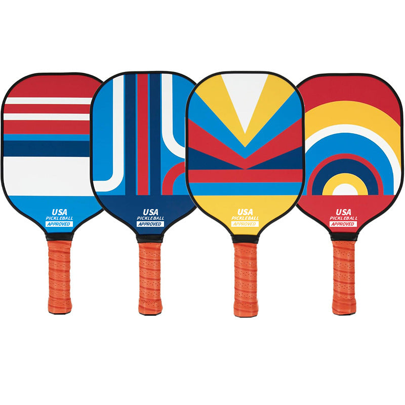 Fiberglass Pickleball Paddle Set | 2 Paddles + 4 Balls + Carry Bag | Colourful Geometric Patterns | Style 1