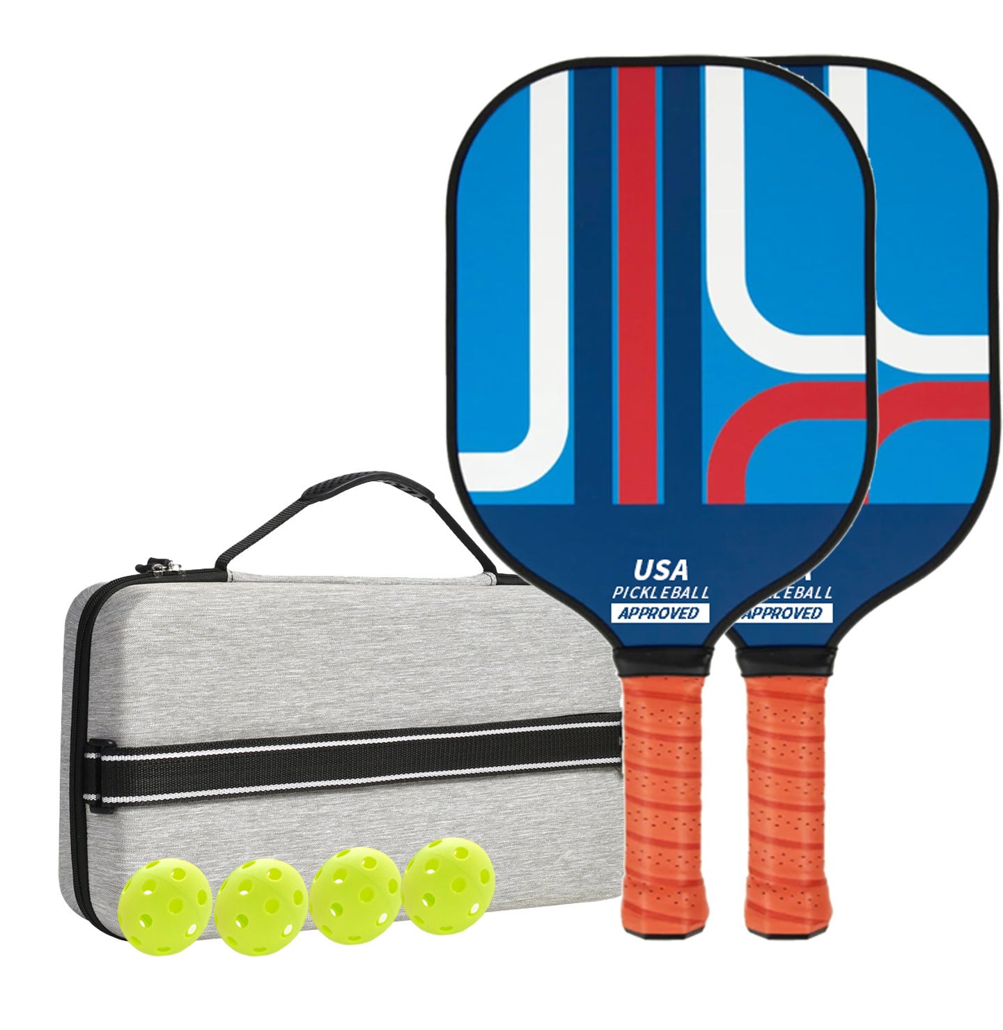 Fiberglass Pickleball Paddle Set | 2 Paddles + 4 Balls + Carry Bag | Colourful Geometric Patterns | Style 4