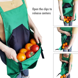 Garden Harvesting Apron | Waterproof Oxford Cloth | Quick Release Pouch | Blue