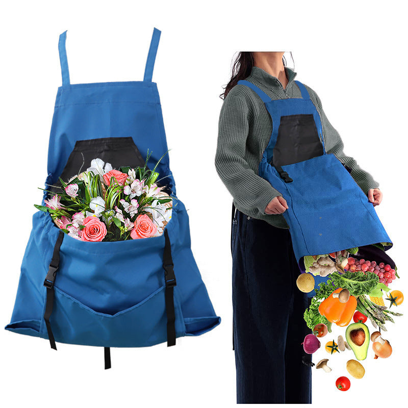 Garden Harvesting Apron | Waterproof Oxford Cloth | Quick Release Pouch | Grey