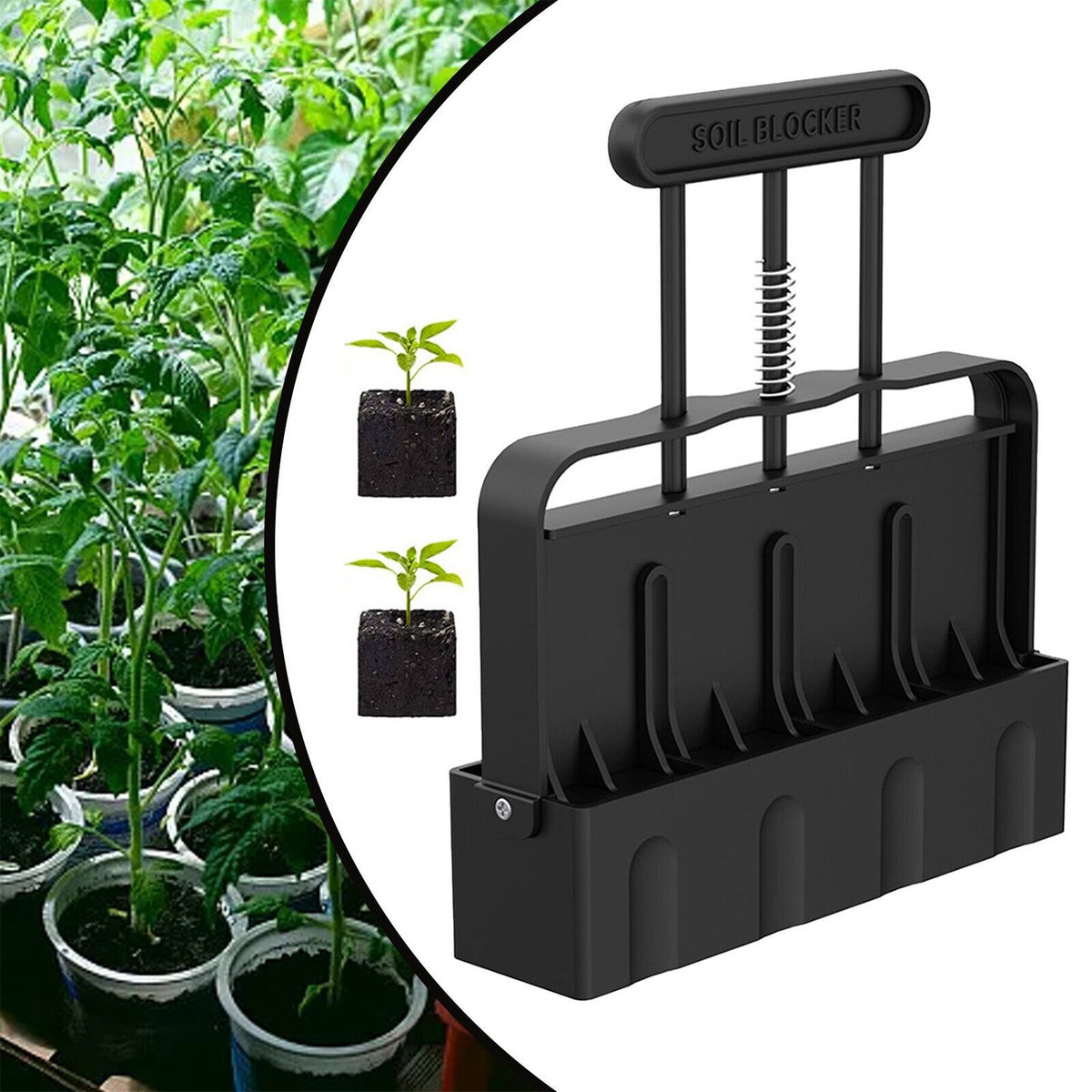 Manual Soil Blocker Tool | 5x5cm Block Maker | Seed Starting Garden Equipment | Black
