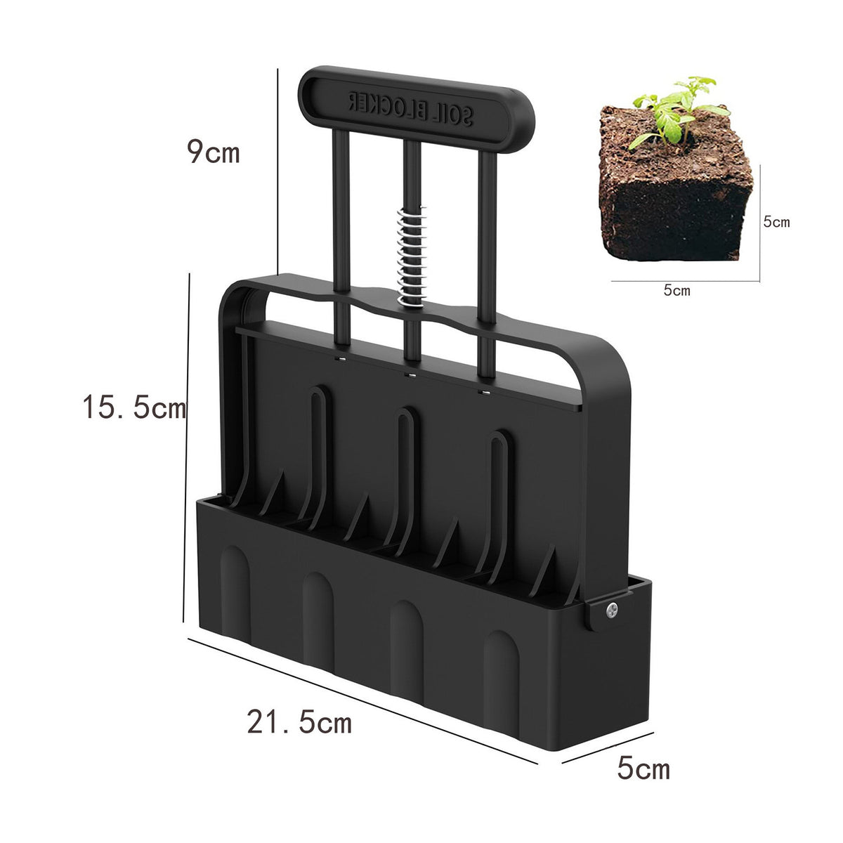 Manual Soil Blocker Tool | 5x5cm Block Maker | Seed Starting Garden Equipment | Black