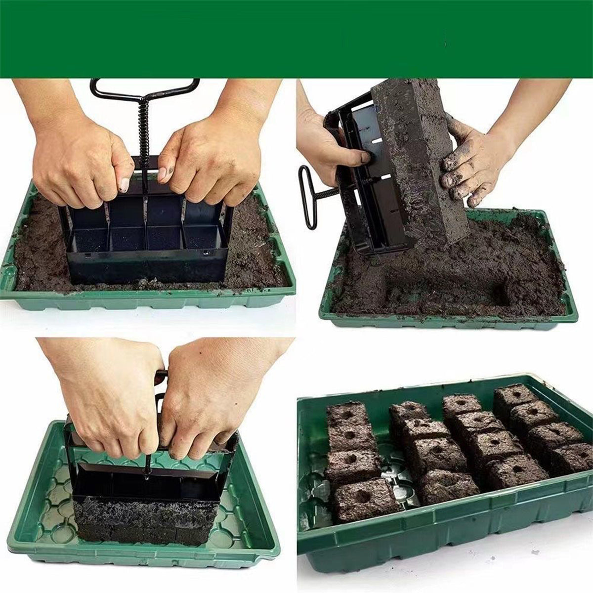 Manual Soil Blocker Tool | 5x5cm Block Maker | Seed Starting Garden Equipment | Black