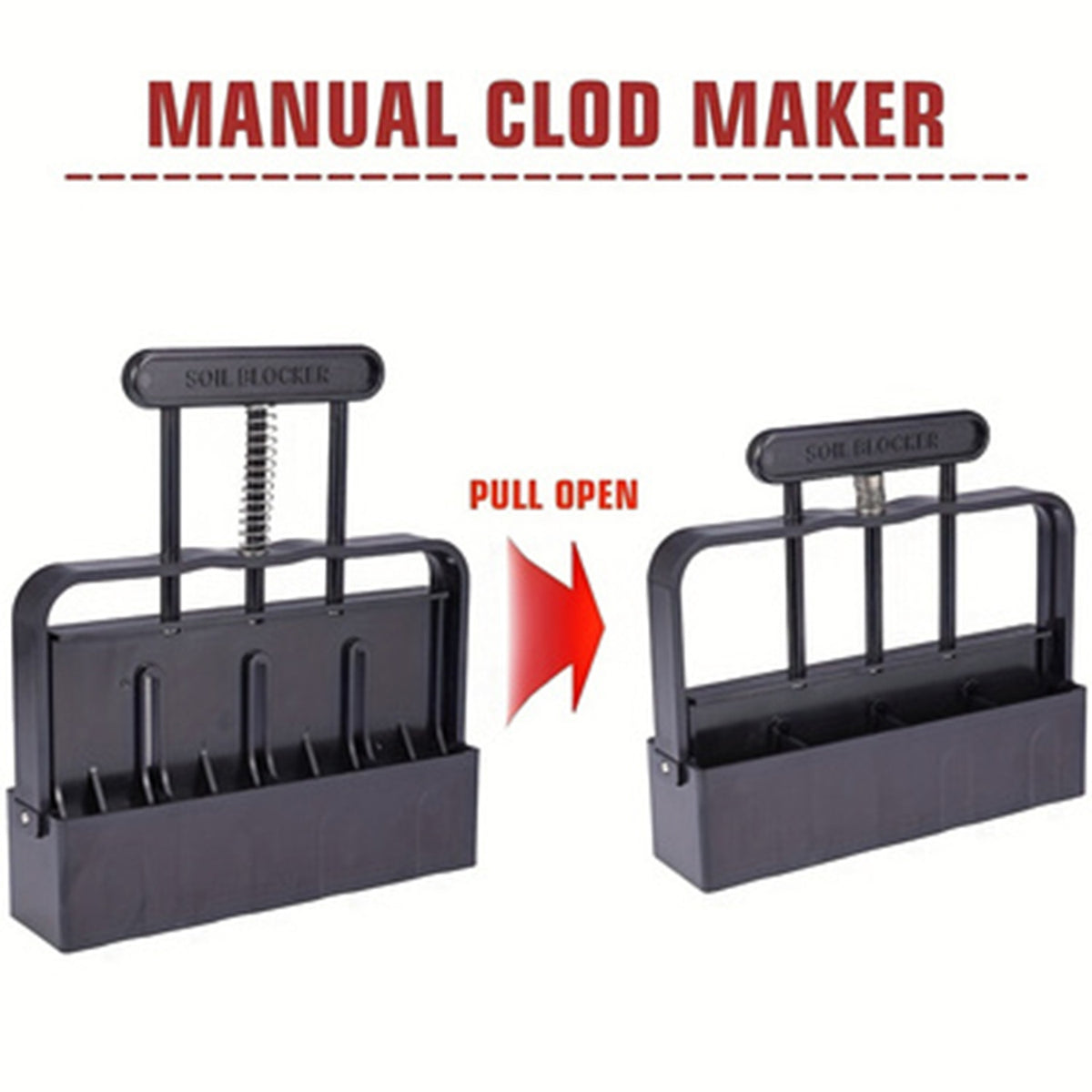 Manual Soil Blocker Tool | 5x5cm Block Maker | Seed Starting Garden Equipment | Black