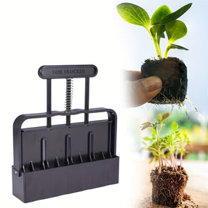 Manual Soil Blocker Tool | 5x5cm Block Maker | Seed Starting Garden Equipment | Black