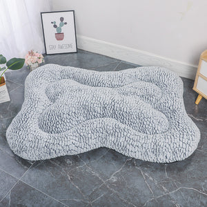 Blue-Grey Rose Velvet Fish Scale Pet Bed | Medium Size | Creative Bone-Shaped Design | Soft & Cozy Dog & Cat Nest