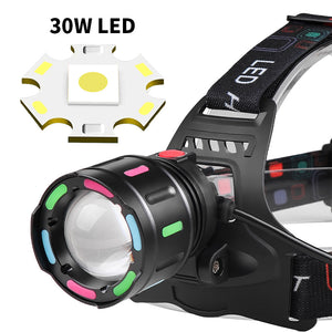 Fourth Gear Rechargeable White Laser Headlamp | Long-Range Zoomable Headlight | Night Fishing & Hiking