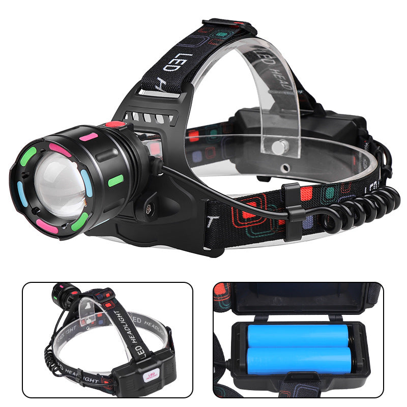 Fourth Gear With 218650 Batteries Rechargeable White Laser Headlamp | Long-Range Zoomable Headlight | Night Fishing & Hiking